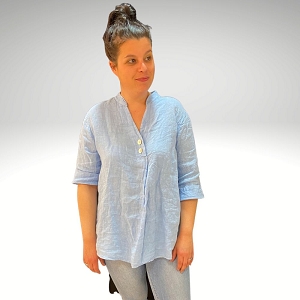23702-20-LACETS VIRGINIE TUNIQUE LIN:Bleu