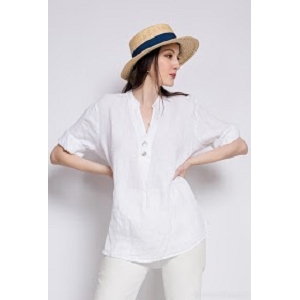 U327 VIRGINIE TUNIQUE LIN:Blanc