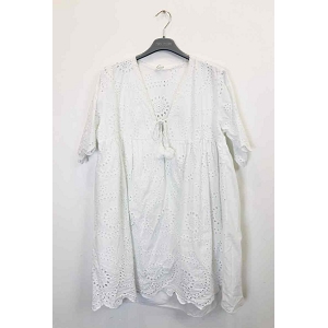 KATHLEEN LEATHER FAR WEST TUNIQUE:Blanc