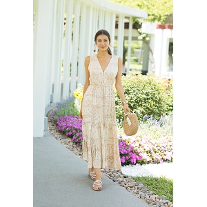 25107-29-BOTTE ROBE BOHEME FLEURIE:Beige