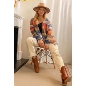 DAPHNEA MANTEAU CARREAUX LONG U6253:Marron