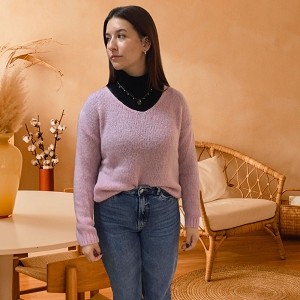 TENNIS LACET SENSIE PULL MOHAIR LAINE:Rose