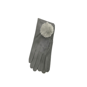 28149-28 GANTS TACTILES PETITS POMPONS:Gris