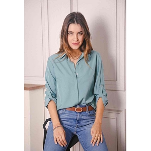 DIDOU COLLIER PIERRES CHEMISIER FLUIDE:Vert