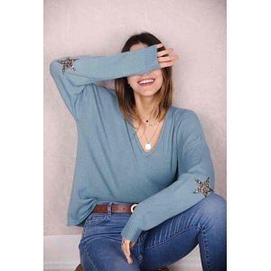 22100-26-BALLERINE PULL COUDIERE ETOILE:Bleu