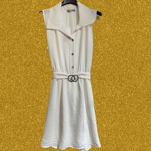28300-20-SANDALES ROBE COURTE A CEINTURE:Blanc