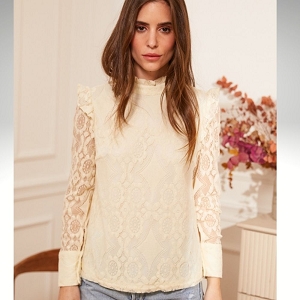 DAPHNEA GILET FLEURI MANCHES LONGUES JOCE DENTELLE:Beige