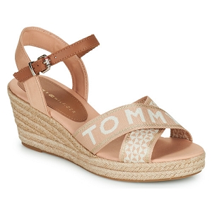 TOMMY HILFIGER WEBBING LOW WEDGE SANDALE<br>Beige