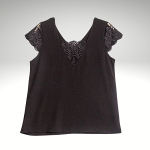 25538-29 MONIKA BLOUSE DOS DENTELLE:Noir