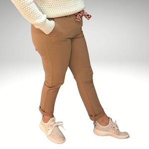 23786-26-LACETS SARAH CHINO UNI BAMDEAU IMPRIMÉ:Beige