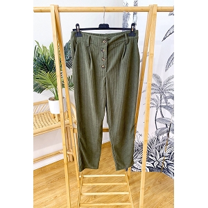 373 CARLA  PANT VELOURS:Vert