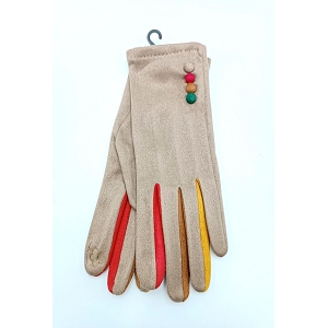 25124-25-BOTTE CHARMANT GANTS TACTILES A POMPONS:Beige