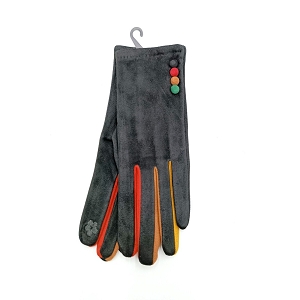 23734-25-LACETS CHARMANT GANTS TACTILES A POMPONS:Noir