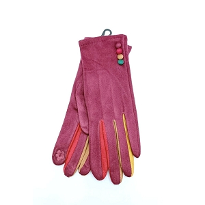 25618-39 CHARMANT GANTS TACTILES A POMPONS:Rouge