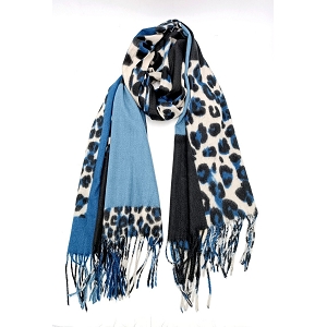 SCARPY CREATION CHARMANT ECHARPE MOTIF LEOPARD<br>Bleu