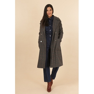23764-44-LACETS DAPHNEA MANTEAU CARREAUX LONG:Gris