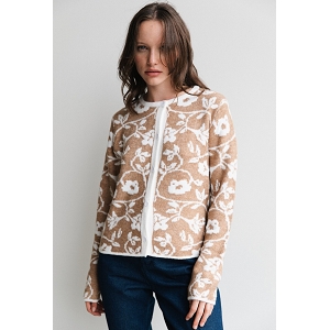 SCARPY CREATION DAPHNEA GILET FLEURI MANCHES LONGUES<br>Beige