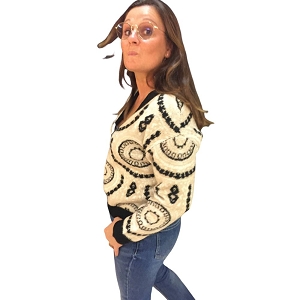 SCARPY CREATION GRACIELA CARDIGAN JACQUARD ARABESQUE<br>Beige
