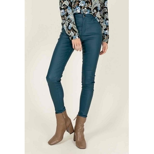 22422-27 MUSY PANTALON SLIM ENDUIT:Bleu