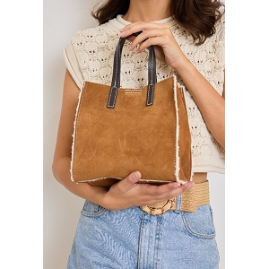 RODE DE LINA CINA  PETIT SAC CABAS FOURRURE BANDOULIERE:Naturel