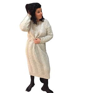 22110-24 INES ROBE PULL MAILL TORSADEE:Beige