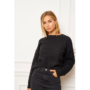 GRACELLA KIAPIA PULL UNI CHIC ET CHAUD:Noir