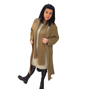 CHEMISE LINA JULIETA MANTEAU GILET MOHAIR ECHARPE ASSORTIE:Naturel