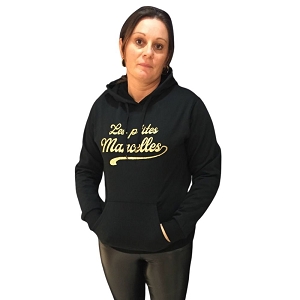 JOSEPHINE SUEDE LES PTITES MANCELLES SWEAT CAPUCHE:Noir