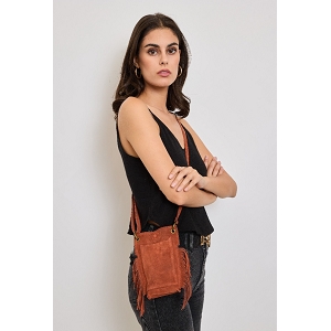 TENNIS LACET CINA POCHETTE TELEPHONE BANDOULIERE:Marron