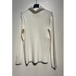  PULL COL ROULE MANCHE LONGUE:Blanc