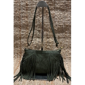 25411-29 CINNA SAC BANDOULIERE A FRANGES:Vert