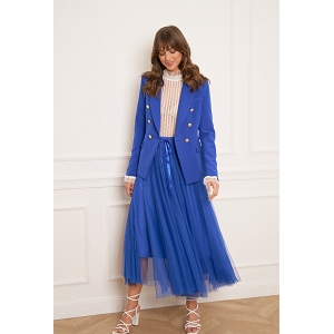 NICOLE CROCO PRINTED CHOKKI JUPE LONGUE EN TULLE DE PRINTEMPS:Bleu
