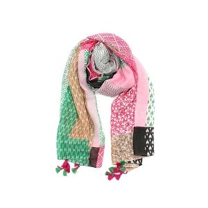 24209-27 RIVE GAUCHE FOULARD POMPOM:Rose