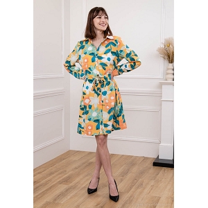 SCARPY CREATION MIMI ROBE CHEMISE CEINTURE FLEURS<br>Jaune
