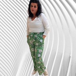 PULL COL V PANTALON LARGE CARO MODE:Vert