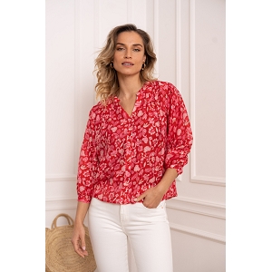 24203-20-TROTTEURS CHOKY CHEMISE IMPRIMEE SOIE VISCOSE:Rouge