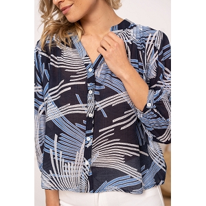 MODO ECHARPE IMPRIMEE CHOKY CHEMISE IMPRIMEE SOIE VISCOSE:Bleu