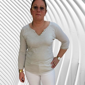 R1487 MYLEE TSHIRT MANCHE LONGUE:Beige