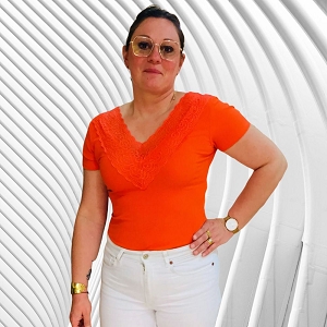 SCARPY CREATION DEBARDEUR COL V DENTELLE<br>Orange