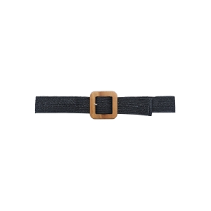 SCARPY CREATION CEINTURE RAPHIA PAILLE BOUCLE BOIS<br>Noir