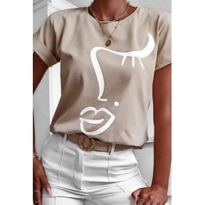 23629-37 ESTEE TSHIRT IMPRIMEE:Beige