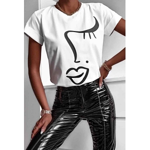 22194-42-BALLERINE ESTEE TSHIRT IMPRIMEE:Blanc