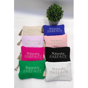 CHEMISIER FLUIDE MAMAN PARFAITE POCHETTE 12*18CM:Parme