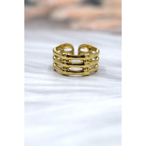 MIMILIO CEINTURE 3 JONCS BAGUE ACIER DORE:Or