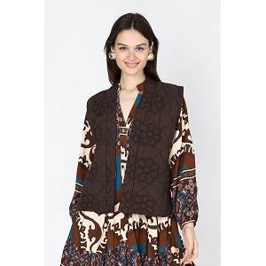 SCARPY CREATION NOELIE VESTE GILET MATELASSEE BRODEE<br>Marron