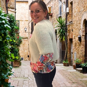 SCARPY CREATION KIMONO GILET BOLERO MANCHE COURTE<br>Beige