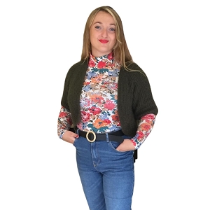 KANNA KI7850 KIMONO GILET BOLERO MANCHE COURTE:Vert