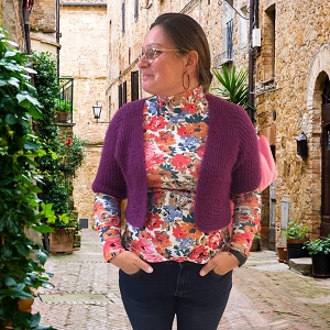 BROSSE PALOT KIMONO GILET BOLERO MANCHE COURTE:Parme