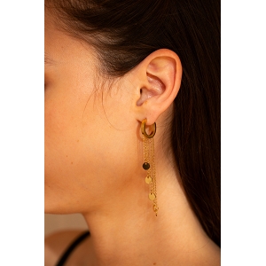 SCARPY CREATION MISSARA BOUCLE OREILLE CHAINE PIERRE<br>Or