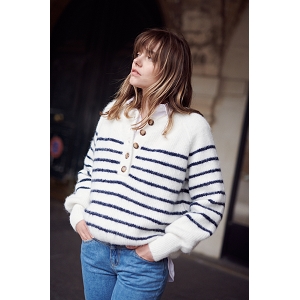 530 NATHY PULL LAINE RAYE AMPLE:Blanc